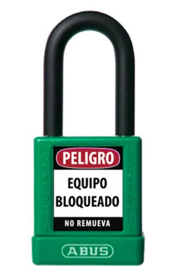 74/40 KD VERDE CANDADO BLOQUEO ABUS DIELECTRICO D6.5mm 1 KEY